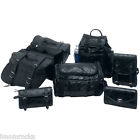 024409016332 Diamond Plate New 7pc Set Black Leather Motorcycle Luggage Saddle Sissy Barrel Bike Tour Bag
