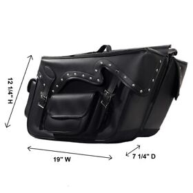 Ud20 19inch With X 12.25inch H Motorcycle Waterproof Studded Saddlebags For Kawasaki
