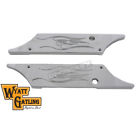 42-1100 Wyatt Gatling Chrome Flame Winged Saddlebag Face Plates
