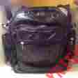 Bw301-6 Diamond Plate Buffalo Black Leather Biker Backpack Harley Saddle Bag