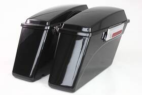 M1-vb Dfmt #wl13 Black 5 Inch Stretched Extended Hard Saddlebags For Harley Touring Flt 1993 - 2013