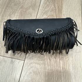 Kdd66 Dl Vintage 10 Inch W Motorcycle Leather Windshield Bag With Fringe For Kawasaki -