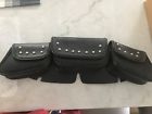 Dx15 Ui Genne Leather Motorcycle Black Windshield Bag With Pockets For