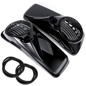 Rdrb442hl029ooo1zb Eway Vivid Black 8 Inch Speaker Lids With Tweeter Port For Harley 2014-up Fl Touring Models