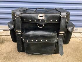 14641 Excelsior Black Leather Sissy Bar Motorcycle Travel Luggage Removable Bag Universal Fit