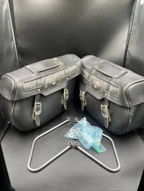 3001-3002 Harley-davidson Oem Flstn Softail Nostalgia Leather Saddlebags Pair Right Left