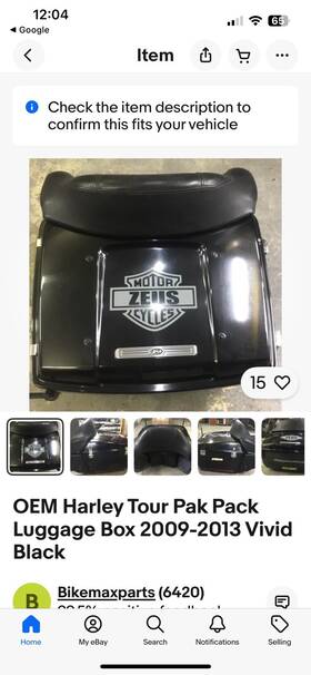5300039 Harley-davidson Motorcycle Trunk Luggage Tour Pack Black Leather And Chrome