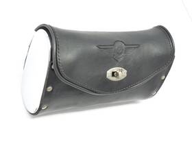58637-97 Harley-davidson Vintage Chrome Sided Leather Fat Boy Windshield Pouch Bag Rare