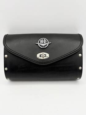 58639-98 Harley-davidson Genuine Harness Leather Chrome Windshield Bag Touring