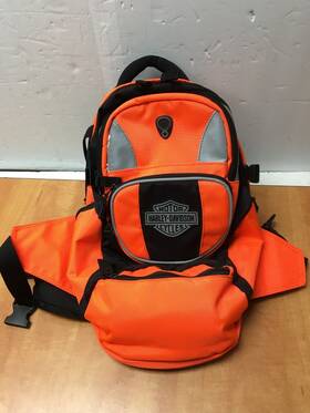 99505-12vm Harley-davidson Hi-vis Safety Orange Nylon Backpack 18 X 11 8 Inch Read