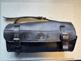 Hd-007 Harley-davidson Motorcycle Handlebar Fork Tool Black Leather Buckle Bag