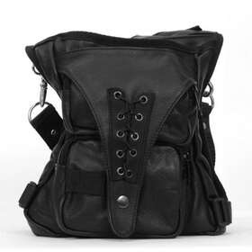 Cpl1002 Hot Leathers Cpl1002-black-10x12x3 Black Clip Pouch Leather Grommet Thigh Bag