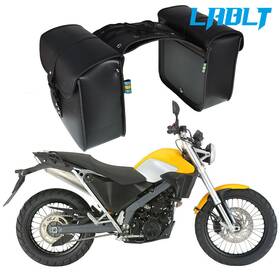 Om174411oc Lablt L R Motorcycle Side Saddle Bags Pu Leather Black Baggage Bag Waterproof