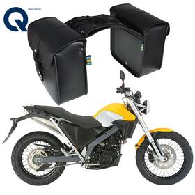 Qs310064qr Lablt Black Baggage Bag Waterproof L R Motorcycle Side Saddle Bags Pu Leather