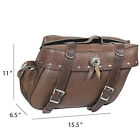2918-br Leather Motorcycle Brown Saddlebag Distressed Xelement Braided