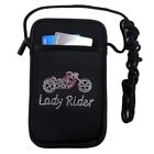 Llscpc04 Leather Supreme Ladies Biker Cell Phone Credit Card Case Rhinestone