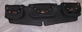 07307 Mid Usa Motorcycle Windshield Fairing 3 Pouch Bag With Studs Universal Fit 22 Inch Long
