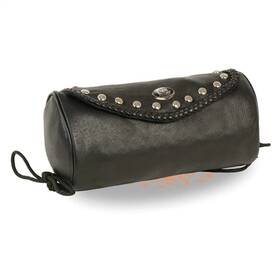 Milwaukee Leather 149601000139 Soft Motorcycle Tool Bag Pouch Studded Black Barrel