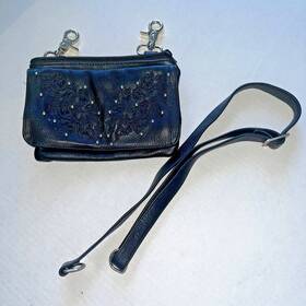 Mp8853-blk Milwaukee Leather Mp8853-blk/blk-pcs Mp8853 Womens Ftflowerft Black Multi Pocket Belt Bag