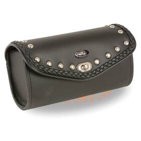 Milwaukee Leather Sh49903 Performance Black Pvc Large Braid And Studded Windshield Bag