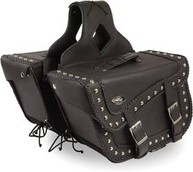 Sh66401zb Milwaukee Leather Black Large Braided Zip-off Pvc Throw Over Saddle Bag Studs