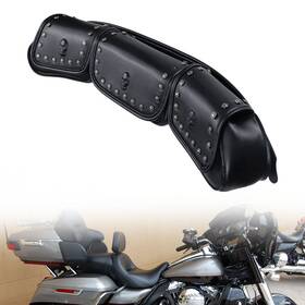 Mc-mba202-bk-s4-kd Motor 3 Pocket Windshield Bag Fairing Pouch Skull For Harley Touring Electra Glide