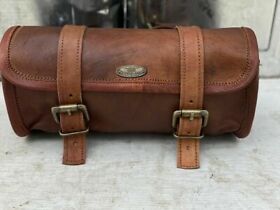 820704334 Motorcycle Fork Tool Bag Storage Pouch Leather Handlebar Natural Waxed