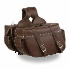 Mp8335.rt Milwaukee Leather Large Antique Brown Throw Over Riveted Saddlebag Set