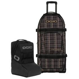 801003.25 Ogio Rig 9800 Pro Plaidly Tan/black Gearbag With Mx Boot Bag Luggage 34x16x15