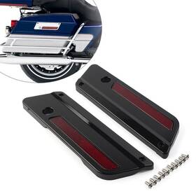 Onlyonee 550756722614 Saddlebag Latch Plate Cover With Red Reflectors Fit Harley Touring 1993-2013 Black