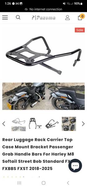 Lpb-1475-bk Pazoma Rear Luggage Rack Carrier M8 Softailstreetbob Standard Fxbb Fxbbs Fxst 2018-2025