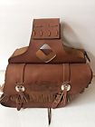 Pu45l Mattran Leather New Genuine Brown Cowhide Motorcycle Saddle Bags Made