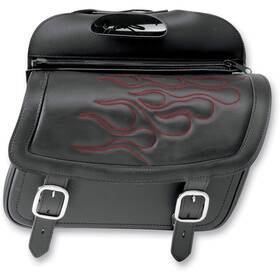 3501-0250 Saddlemen Highwayman Tattoo Jumbo Saddle Bag Dark Red Flame Motorcycle Luggage
