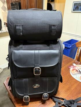 35150097ex15 Saddlemen Motorcycle Large Sissy Bar Travel Bag Back Pack Luggage Leather