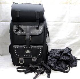 Ex000041 Saddlemen Chrome Studded S3500 Deluxe Sissy Bar Bag Motorcycle Luggage Harley