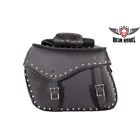Sd2023-stud-pv Usa Bikers Dream Apparel Black Pvc Motorcycle Saddlebag With Chrome