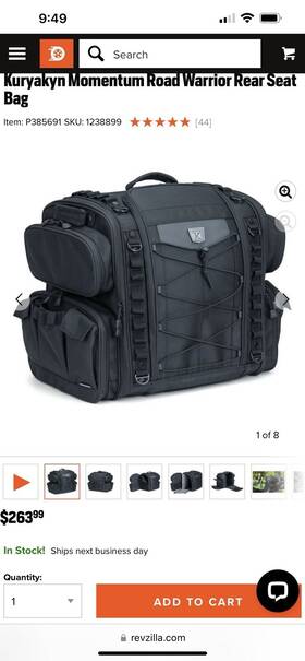 P385691 Seat Kuryakyn Momentum Road Warrior Rear Bag P385691 Seat Kuryakyn Momentum Road Warrior Rear Bag