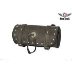 Tb3004-10-brn12 Usa Bikers Dream Apparel Studded Brown Leather Motorcycle Tool Bag