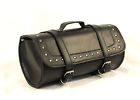 Tlb100 Sturgis Usa Imitation Leather Studded Roll Bag Barrel Trunk Straps On With 3 Inch Velcro