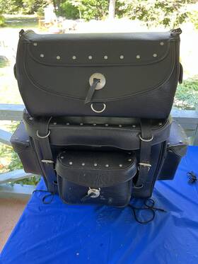 Tourmaster 264718007323 Tour Master Semi Rigid Leather Motorcycle Touring Bags With Sissy Bar Mount