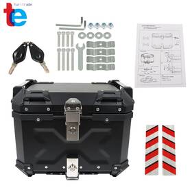 Tr61734 Turitrade 45l Black Motorcycle Top Case Tail Box Waterproof Luggage Scooter Trunk Storage