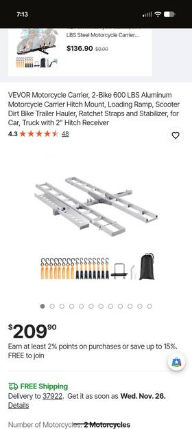 Td-1004-08 Vevor Motorcycle Carrier