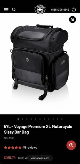 55101 Viking Bags 57l - Voyage Premium Xl Motorcycle Sissy Bar Bag