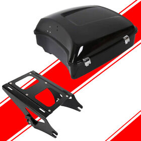 Fla11548 Vivid Black Chopped Tour Pack Trunk With Luggage Rack For 14-22 Harley Street Glide