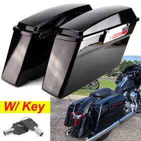Mpphl017001-13f Vivid Black Hard Saddle Bags And Latch Fit For Harley Touring Road Glide 1993-2013