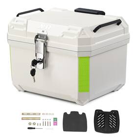 33mtb002-45l-07-1 Yescom Ahr 45l Motorcycle Top Case White Tour Tail Box Scooter Trunk Storage Backrest