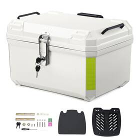 Yescom 33mtb002-65l-07-1 Ahr 65l Motorcycle Top Case White Tour Tail Box Scooter Trunk Storage Backrest
