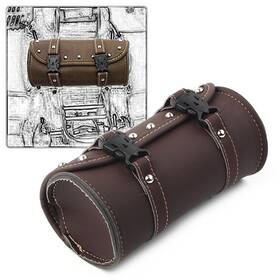 Yfoutlet 665321445727 Motorcycle Mini Retro Pu Leather Tool Bag Handlebar Sissy Bar Saddlebag Roll