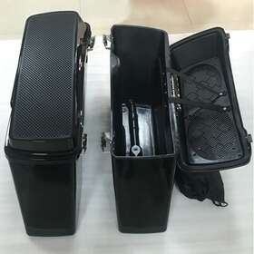 Zxmoto Ff-0401022-b-set Hard Saddle Bags With 6x9 Inch Dual Speaker Lid For Harley Touring Electra Glide 94-13