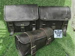 3MOTORCYCLE Leather Pouch Panniers Black Side Saddlebags Tool. Fixed Price $62.75.